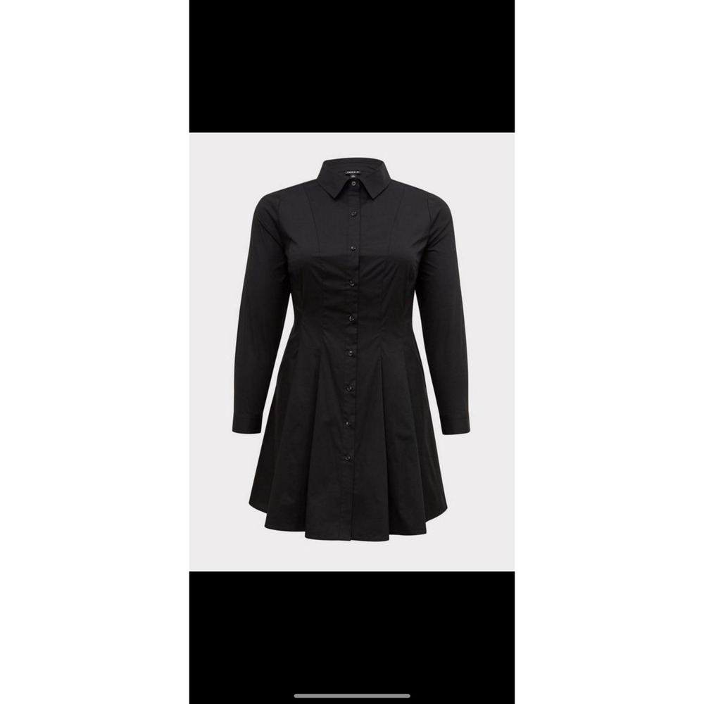 Torrid Black Poplin Button-Front Fit & Flare Shirt Dress size 5/5X - Picture 8 of 8